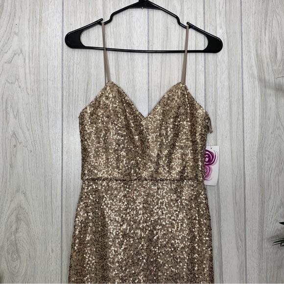 NEW Amsale Samantha Spaghetti Strap V Neck Sequin Gown BHLDN size 6 NWT - Picture 4 of 13